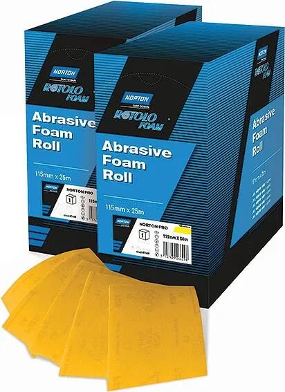 Norton-Schleifstreifen, Rotolo-Schaumstoff-Schleifrolle, 115 mm x 25 m, P500