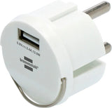 Brennerstuhl Adapter USB Steckdosenadapter Brennstuhl 2,4a, weiß