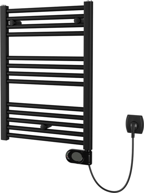 Plieger elba elektrische handdoekradiator – handdoek verwarmer – met klokthermostaat – 70.2 cm x 40 cm – 300 watt – mat zwart