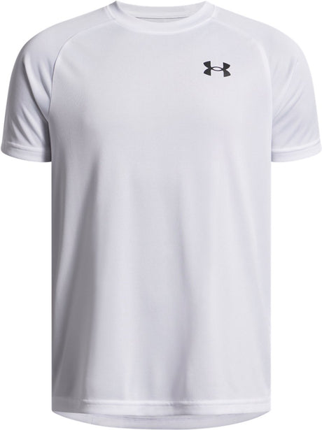 Under Armour UA Tech 2.0 SS-WHT Jungen-Sportshirt – Weiß – Schwarz