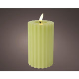 Lumineo LED-Kerze mit Flammeneffekt, gerippt, H14,7 cm, grün