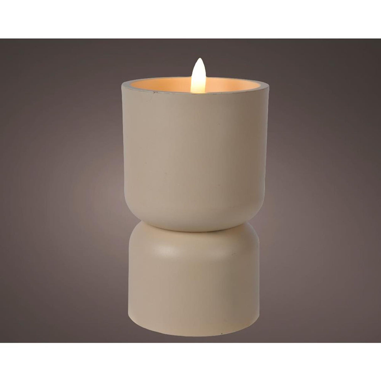 Lumineo LED-Kerze mit Flammeneffekt, Diabolo, 13 cm, Creme