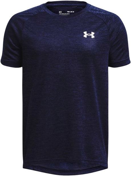 Under Armour Jungen-Sportshirt „UA Tech 2.0 SS-Blu“ – Midnight Navy – Weiß