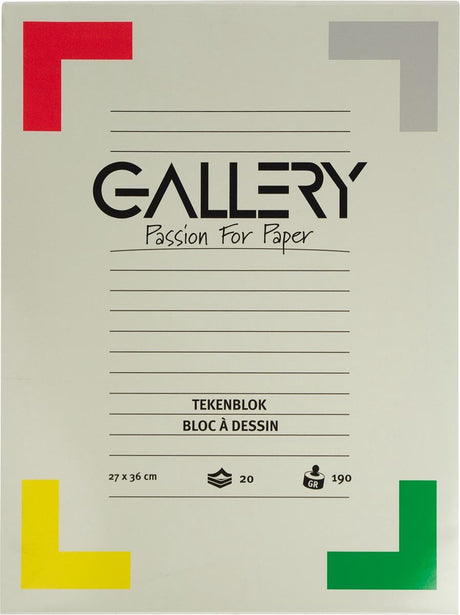Galerie-Zeichenblock, Größe 27 x 36 cm, extra schweres, holzfreies Papier, 190 g m², Block mit 20 Blatt