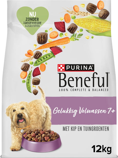 Beneful Happy Adult Senior 7+ – Trockenfutter für Hunde – Hühnergartengemüse – 12 kg