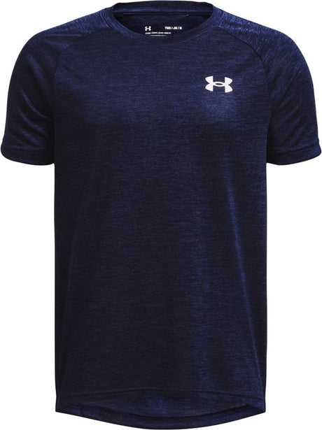 Under Armour Jungen-Sportshirt „UA Tech 2.0 SS-Blu“ – Midnight Navy – Weiß