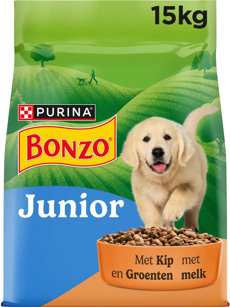 Bonzo dry junior - Hundefutter Trockenfutter - Hühner-Gemüse-Milch - 15 kg