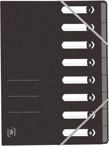 Oxford Top File+ - Sortiermappe - 8 Fächer - Gummiverschluss - Schwarz