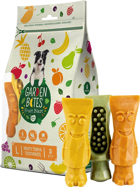 Garden Bites Duvoplus – fruchtige Tonya-Zahnpasta-Hundesnacks – Hundeleckerlis – vegetarisch, glutenfrei – groß, 3 Stück