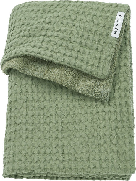 Meyco Baby Waffel-Teddy-Kinderbettdecke – Olivgrün – 100 x 150 cm – 2,0 Tog
