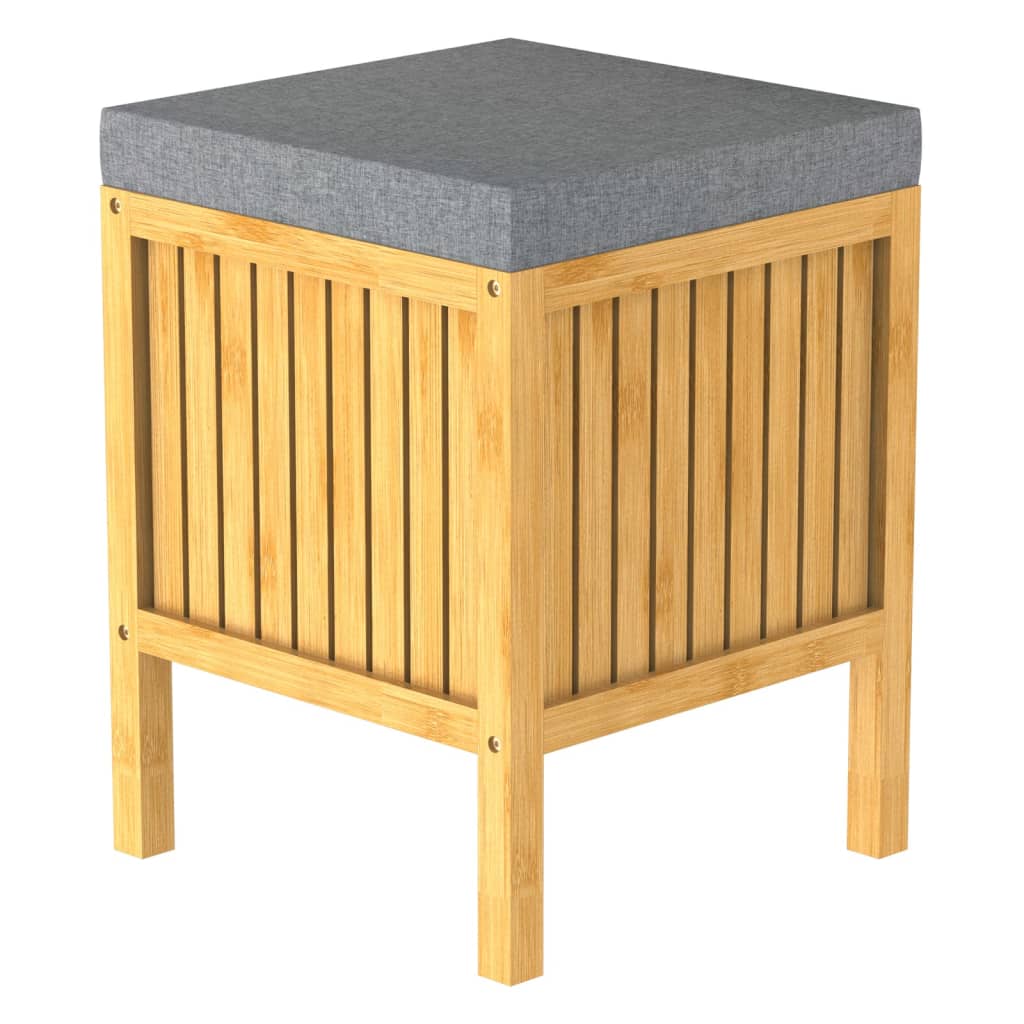 EiSL 2-in-1-Wäschereikorb mit Sitzkissen 39x39x52,5 cm Bambus