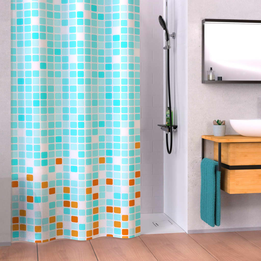 EiSl -Duschvorhang mit Mosaic 200x180x0,2 cm blau und orange