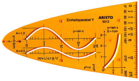Aristo-Einheit Parabel Y – Abmessungen 200 x 75 mm – mit Tintenpunkten – orange transparent – AR-5012