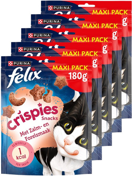 Felix Crispies Maxipack - Katzensnack - Katzensnacks - Lachsforelle - 5 x 180g