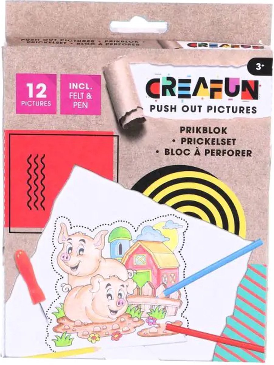 Creafun Pin-Pad mit Pin und 12 Bauernhof-Vorlagen | 6 Stück