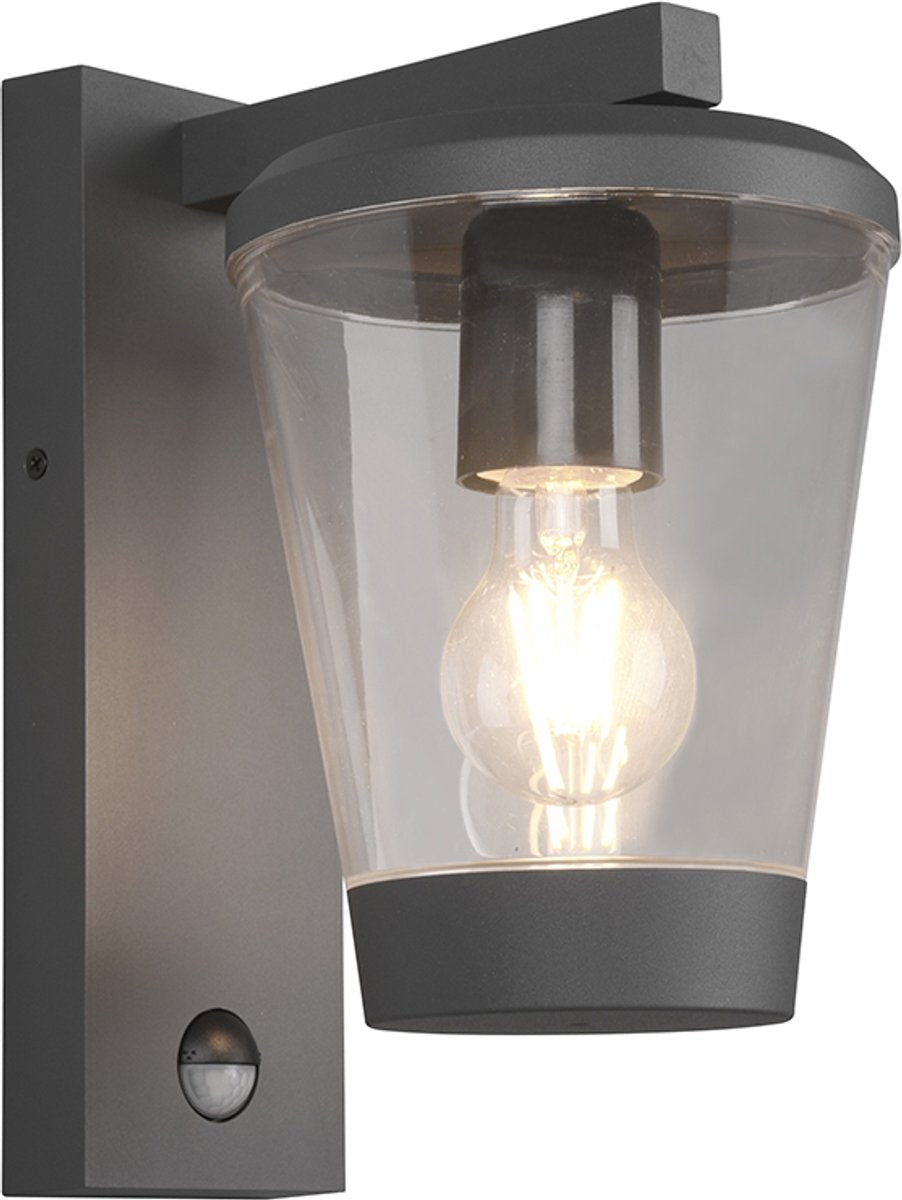 Trio cavado - wandlamp - antraciet - excl. 1x e27 4w - bewegingssensor - buitenverlichting - ip44