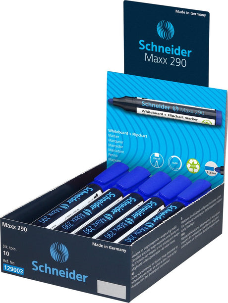 Schneider Schreibgeräte Schneider Whiteboard Marker - Maxx 290 - Rundspitze - Blau - 10 Stück - für Whiteboard und Flipchart - S-129003-10