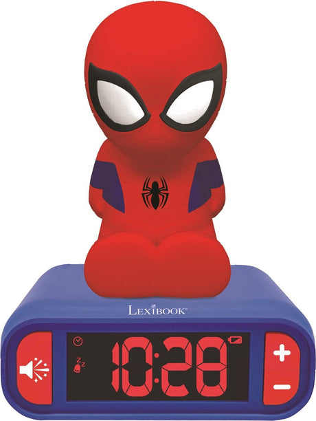 Lexibook-Wecker mit Nachtlicht, 3D-Design, Spiderman und Soundeffekten