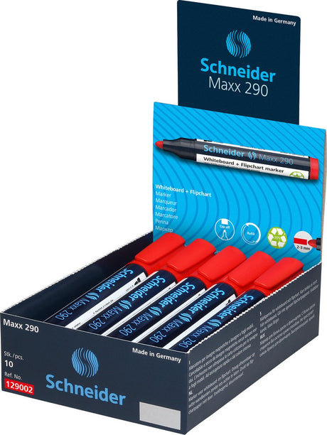 Schneider Schreibgeräte Schneider Whiteboard Marker - Maxx 290 - Rundspitze - Rot - 10 Stück - für Whiteboard und Flipchart - S-129002-10