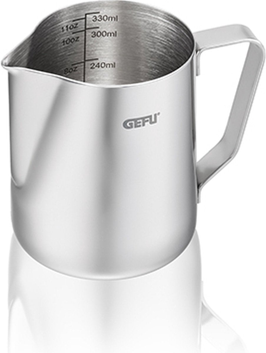 Gefu Barista-Aufschäumbecher – 350 ml – Edelstahl-Milchkännchen für Latte Art