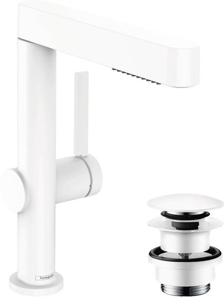 Hansgrohe Finoris – Waschtisch – mit Stecker – 230 mm – ausziehbare Dusche – 2 Seitenfunktionen – matt weiß