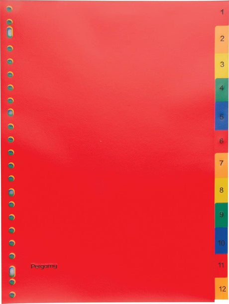 Pergamy tabs, ft a4, 23 hole perforation, pp, assorted colors, set 1-12