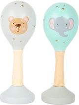 Small Foot - Babyrassel Maracas-Tier aus Holz, 2er-Set