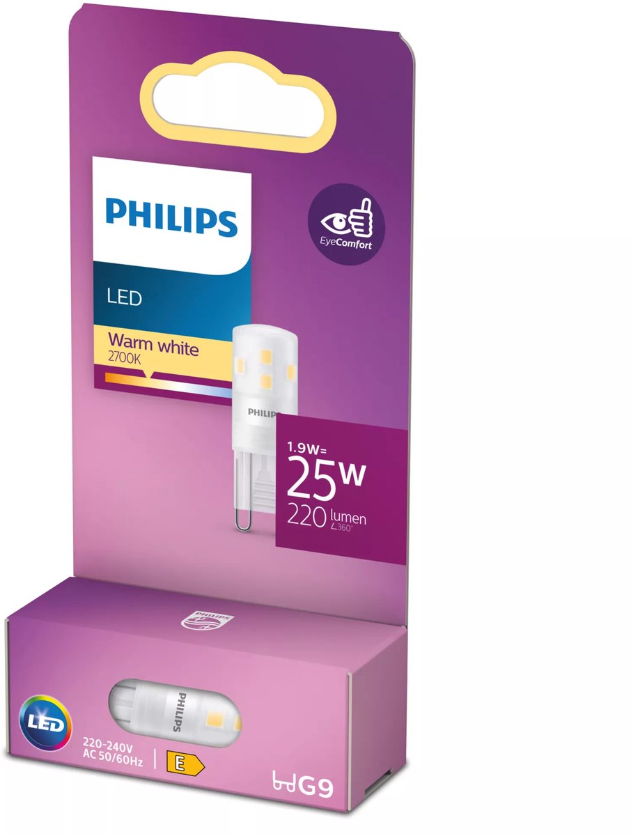Philips led energiezuinige capsule transparant - 25 w - g9 - warmwit licht - bespaar op energiekosten