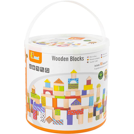 Viga Holzklötze mit Muster, Größe 3 cm, verschiedene Farben, 100 Teile 1 Set