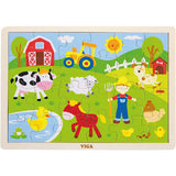 Viga Holzpuzzle, Bauernhoftiere, Größe 30x22,5 cm, 24 Teile, 1 Stück