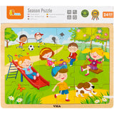 Viga Jahreszeiten Holzpuzzle, Die Jahreszeiten, Frühling, Größe 30x22,5 cm, 24 Teile, 1 Stück