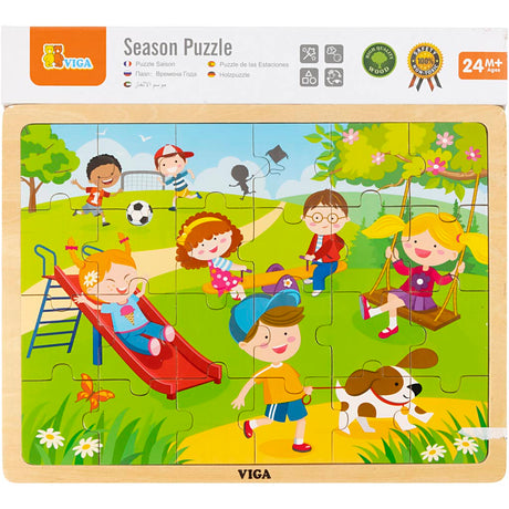 Viga Jahreszeiten Holzpuzzle, Die Jahreszeiten, Frühling, Größe 30x22,5 cm, 24 Teile, 1 Stück