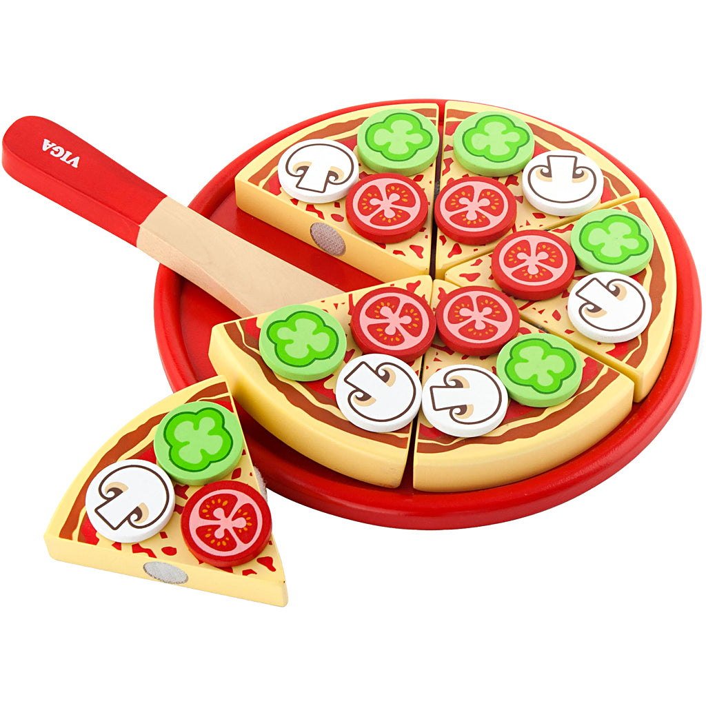 Viga Spielpizza aus Holz, Größe 23x3,5 cm, 1 Stück