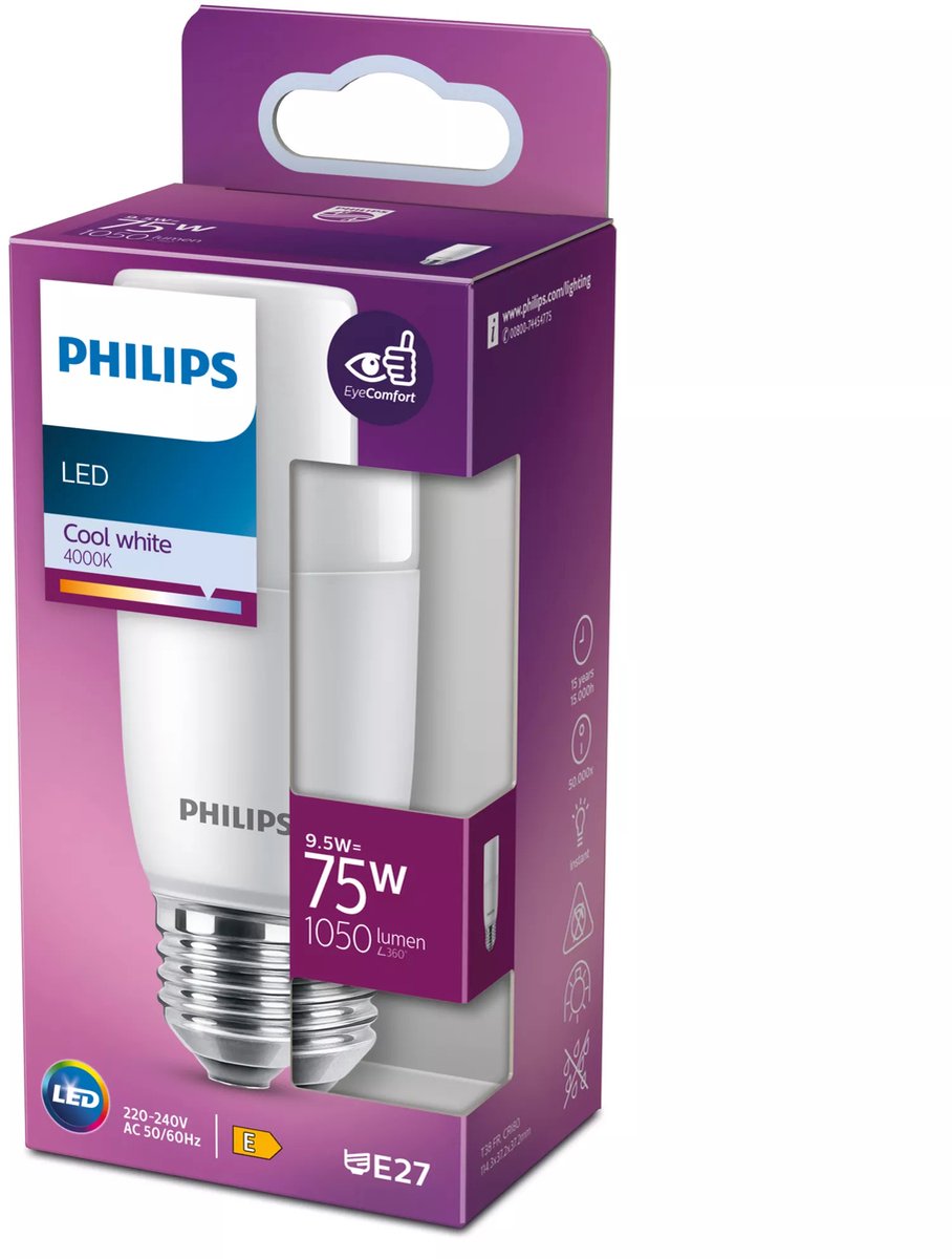 Philips led staaf mat - 75 w - e27 - koelwit licht