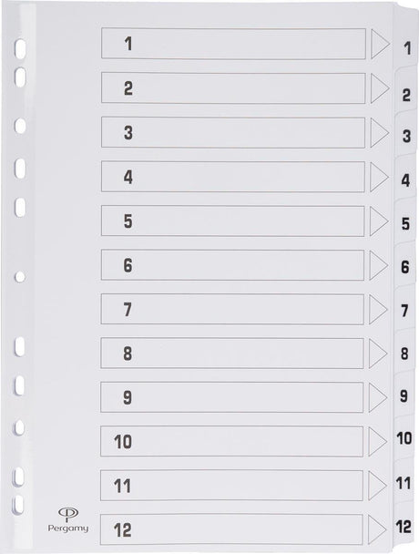 Pergamie-Registerkarten mit Registerblatt, ft A4, 11-Loch-Perforation, Karton, Set 1-12
