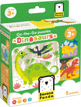 Bananen-Panda-Puzzle für unterwegs mit Dinosauriern 3+ – fünf Puzzles mit je 9 Teilen – lustiges Dino-Puzzlespielzeug.