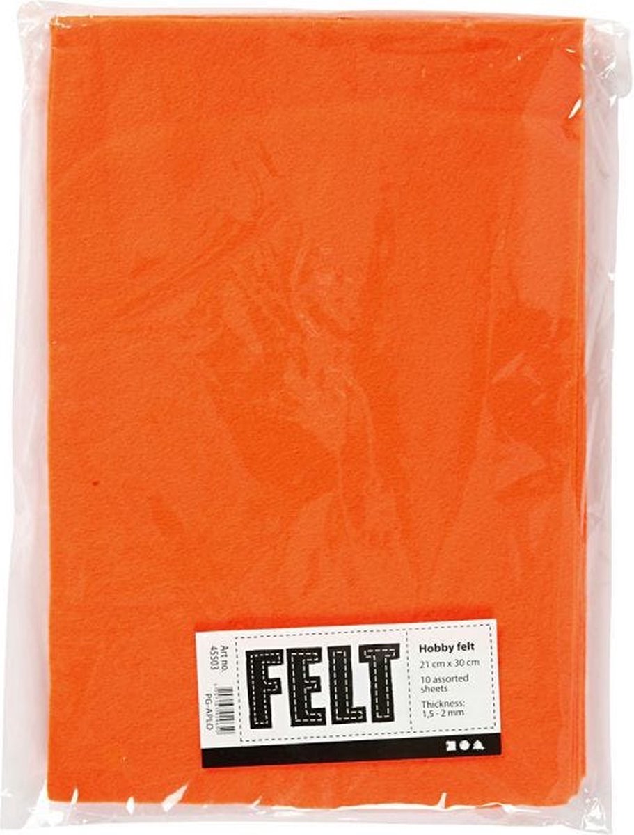 Creativ Company Hobby Filz Orange A4, 10 Blatt