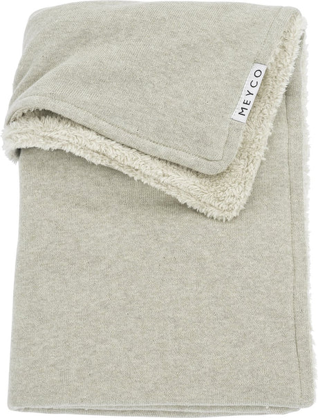 Meyco baby knit basic teddy wiegdeken - sand melange - 75x100cm - 2.0 tog