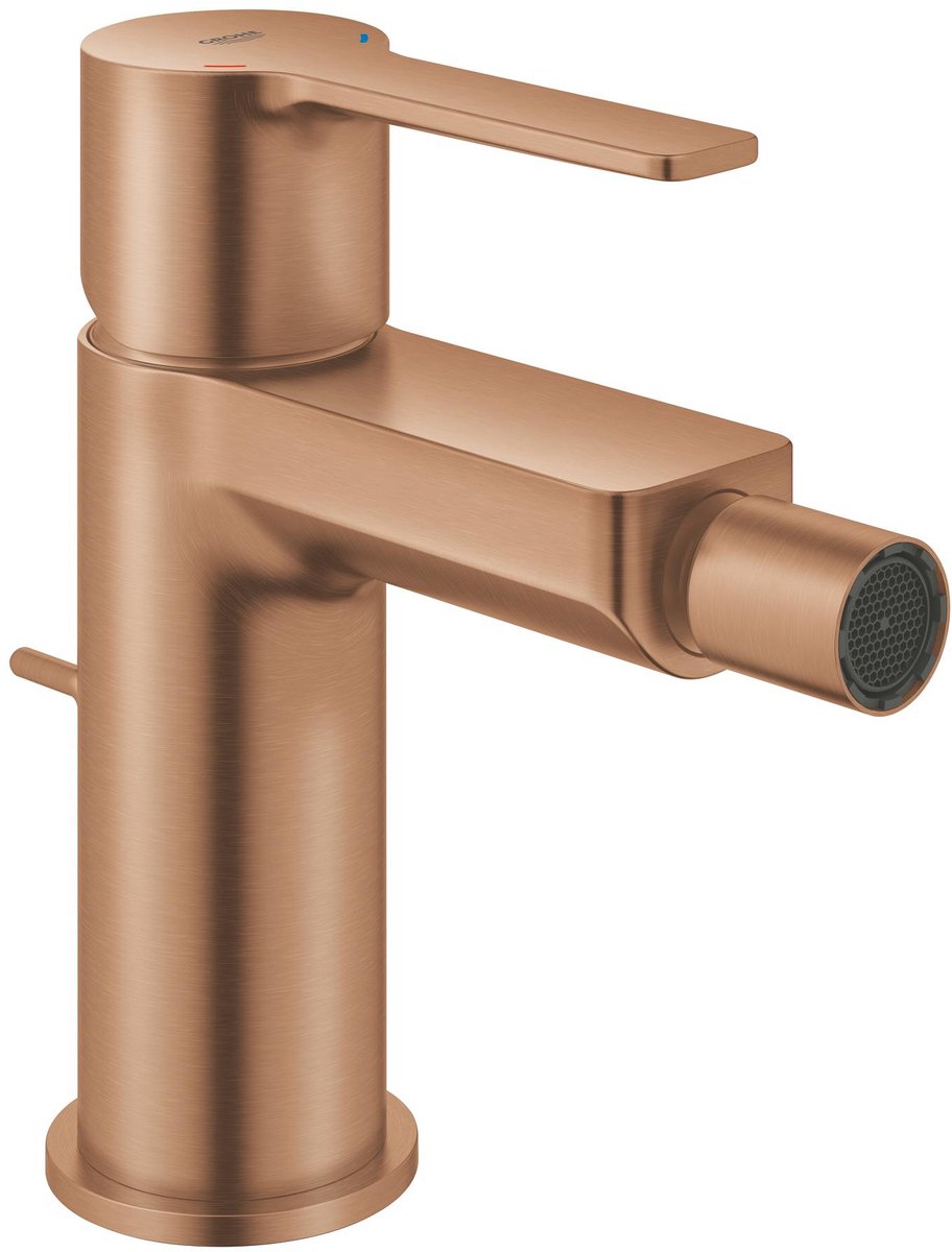 Grohe lineare neue S-Size-Bidetarmatur – Kugelgelenk – Ecojoy – mit Zugstangen-Ablaufgarnitur – gebürsteter warmer Sonnenuntergang