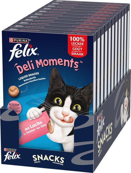 Felix Deli Moments – Katzensnack flüssig – Lachs – 44 x 10 g