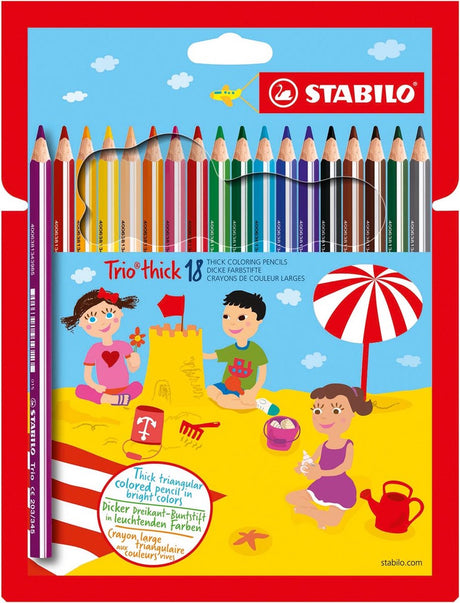Stabilo Trio dick – ergonomischer Buntstift – mit extra dicker Mine 4,2 mm – Etui mit 18 Farben