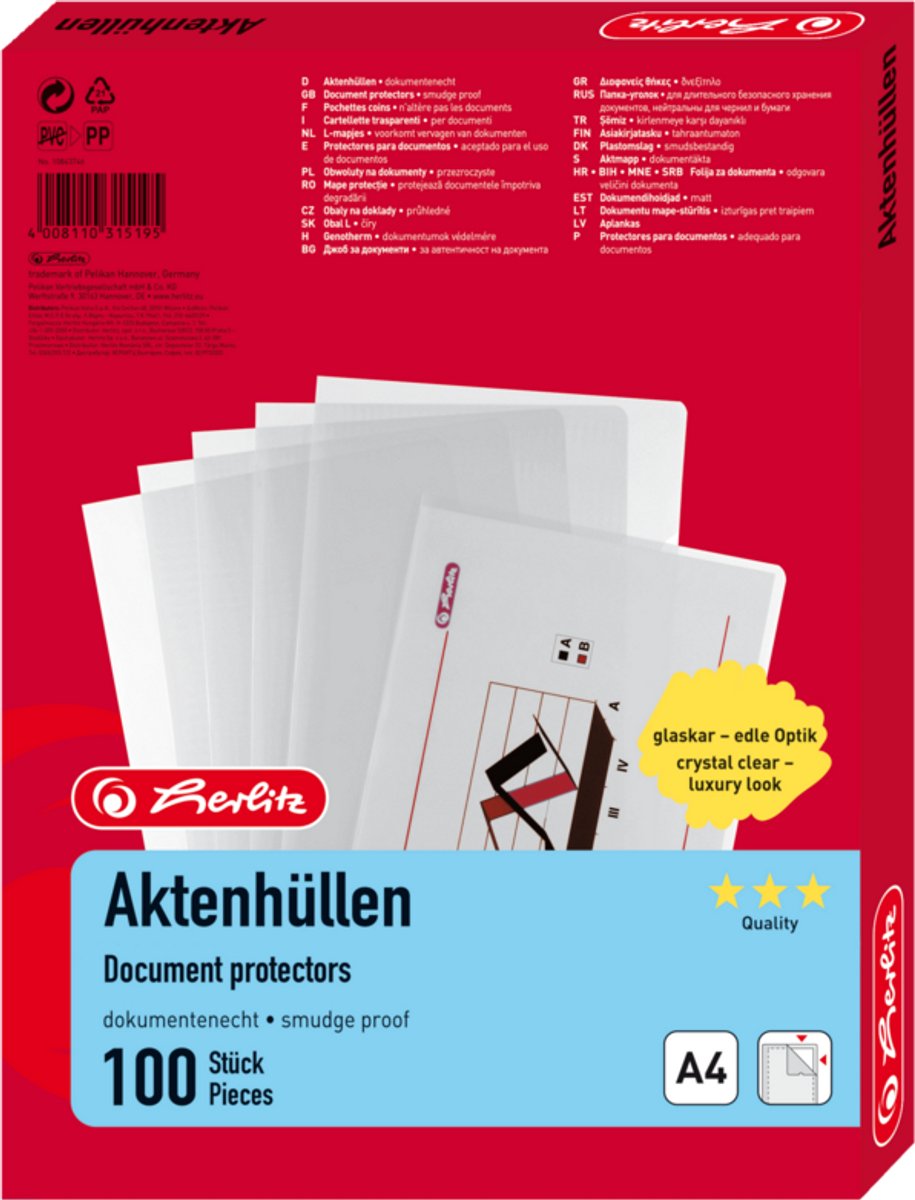 Herlitz Aktendeckel - A4 - glasklar - 100 Stk.