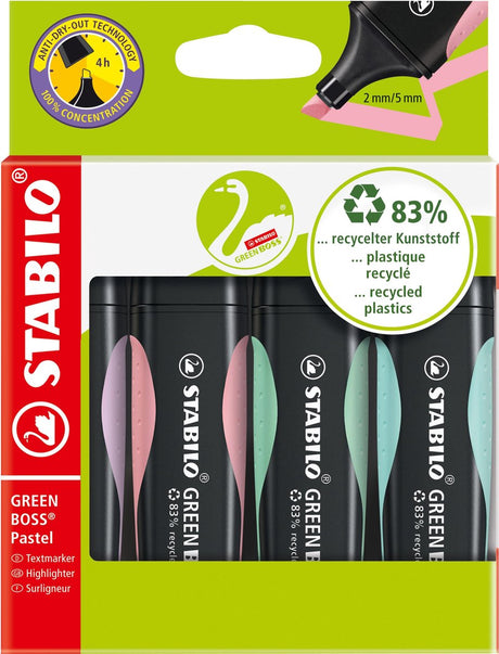 Stabilo Green Boss Pastell - Markierungsmarker - Set mit 4 Teilen