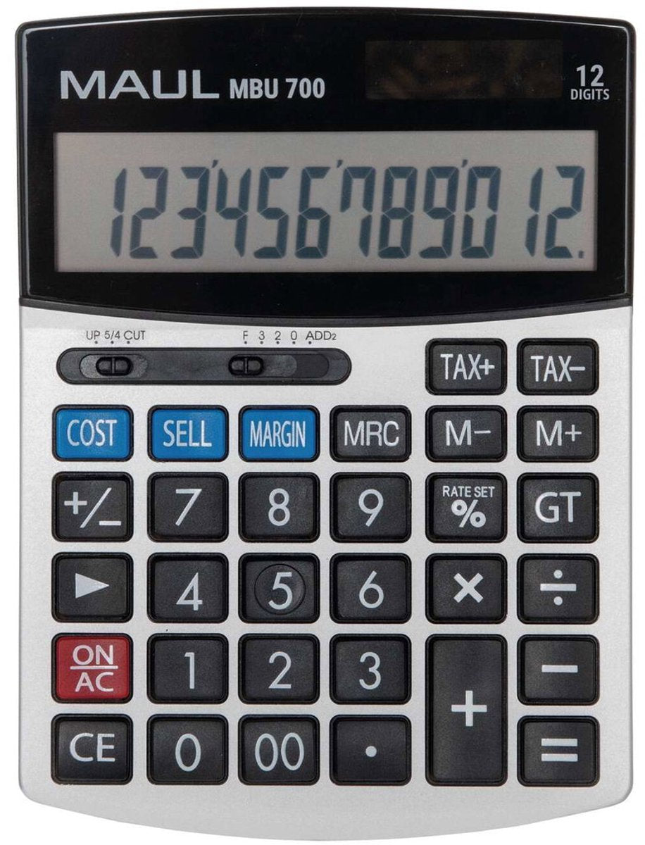 Maul Tischrechner MBU 700 LCD-Bildschirm 1-zeilig, 12 Ziffern Solarbatterie 15,5 x 11,5 x 2,5 cm schwarz