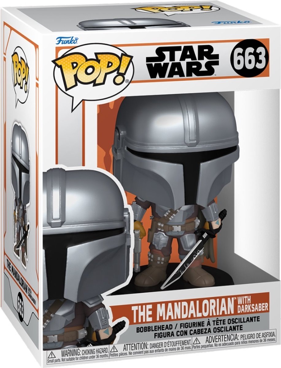 Funko pop star wars: the mandalorian with darksaber - pop #663