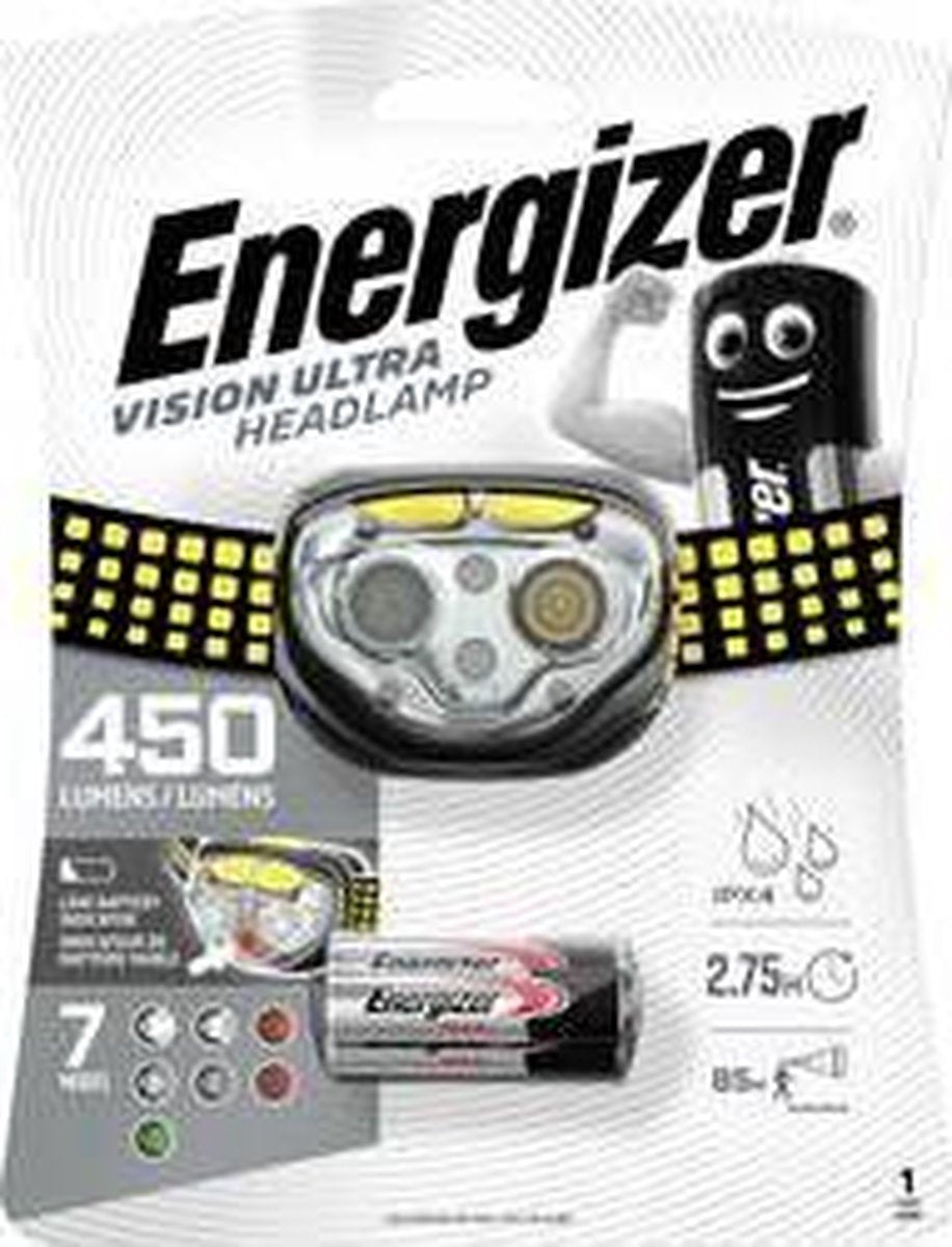 Energizer vision ultra hoofdlamp led werkt op batterijen 450 lm
