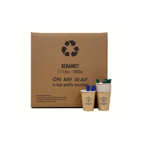 On my way Recyclingbox für 1.000 Kaffeetassen inkl. Gitterbeutel (10 Stück)