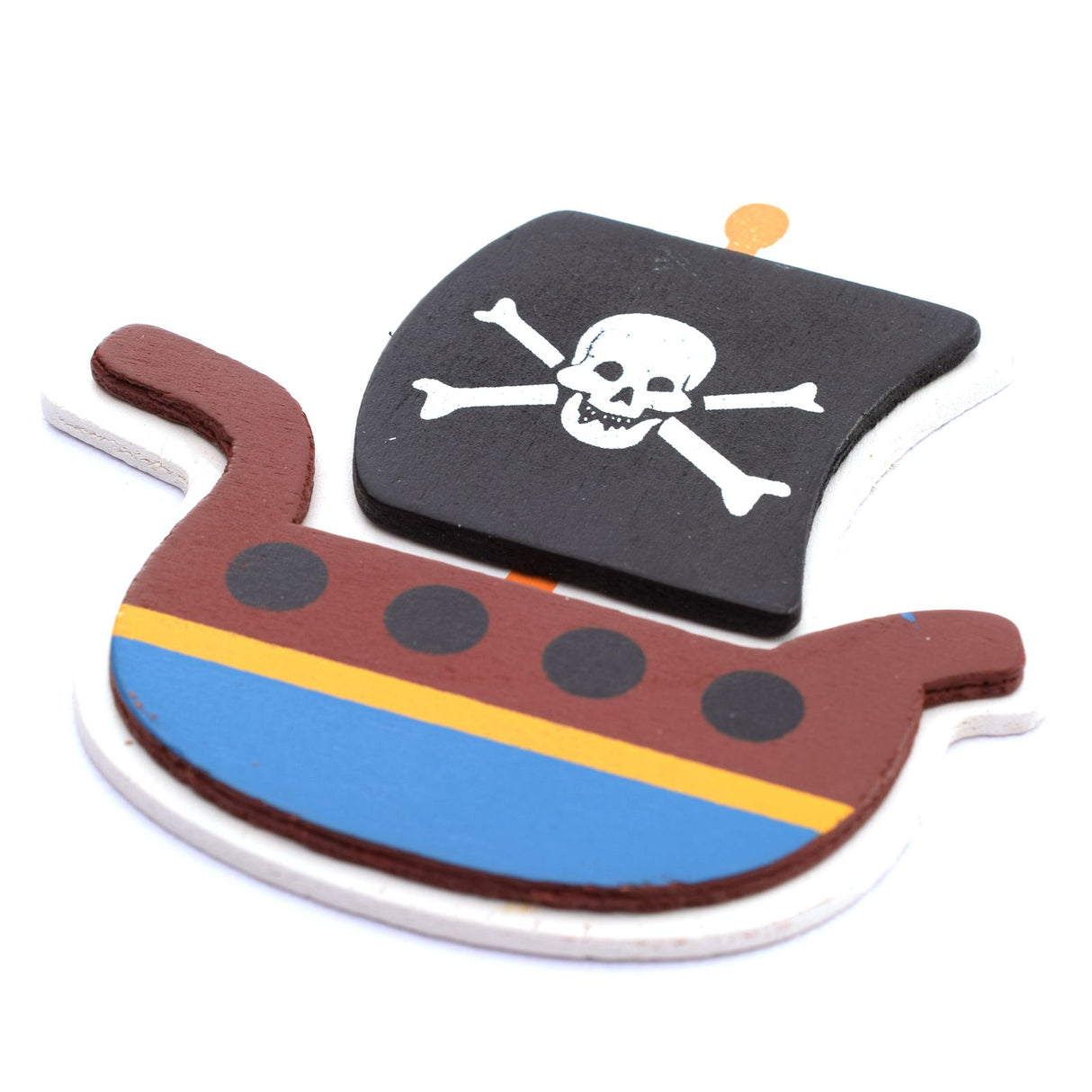 Darice • Piratenboot aus bemaltem Holz, 9,5 x 8,9 x 0,5 cm