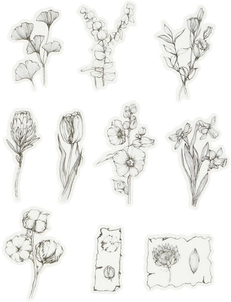 Creativ Company Kreppband-Aufkleber, schwarze und weiße Blumen, Größe 30–50 mm, 30 Stück 1 Box