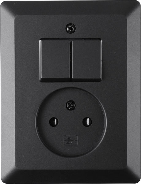 Q-link combinatie inbouw - serie - met dubbele schakelaar - zwart
